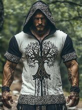 Herren-T-Shirt mit Kapuze im Wikinger-Stil